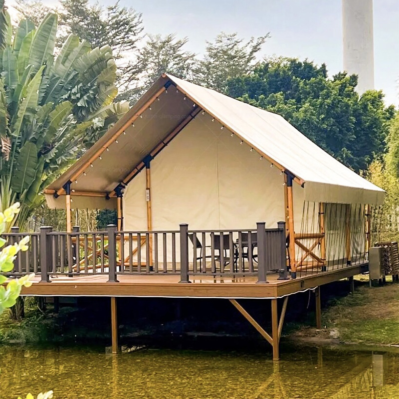 Large Tent Solid Wood Waterproof Outside Family Glamping Safari Tent