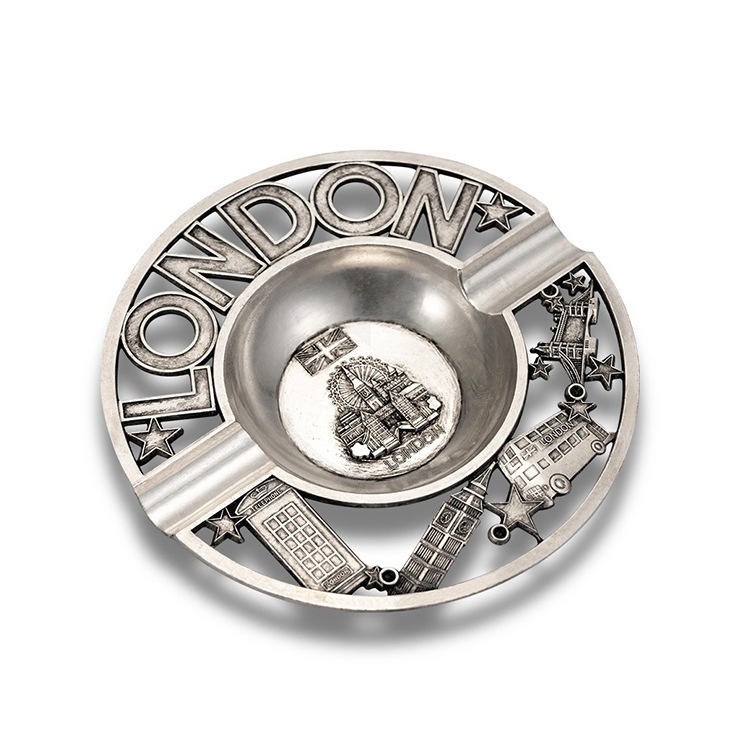 Wholesale Metal Crafts Souvenir Gift Custom Metal Smokeless Zinc Alloy Ashtray