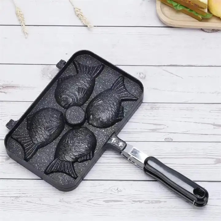 Portable Household Non-Stick Waffle Maker Mold Kitchen Pan Double Fish Oven Breakfast Waffle Maker