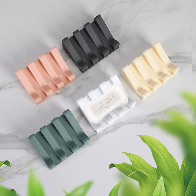 Soap Dish Holder Storage Portable Silicone Soap Tray with Drain Ez29685