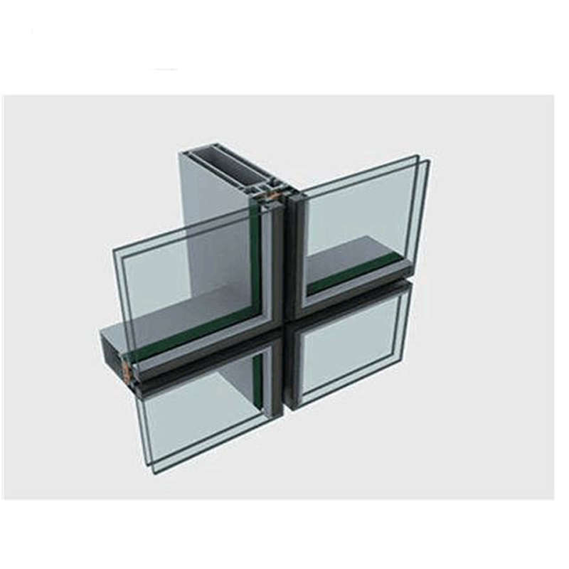 Double Glazing Frame Less Aluminum Building Curtain Glass Wall