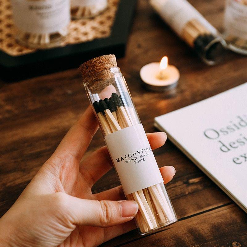 Matches in Glass Jar Long Safety Candle Matches Hotel Matchsticks