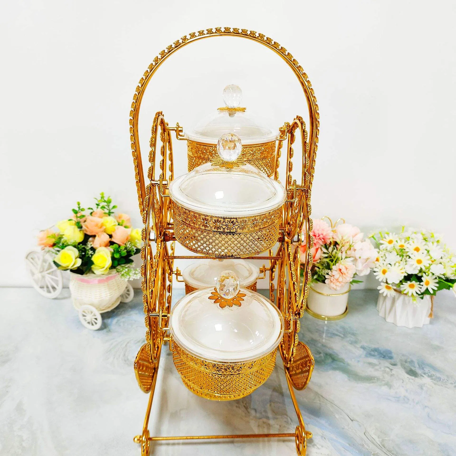 Ferris Wheel Grid Rotating Food Container Bracket Plastic Bowl Set