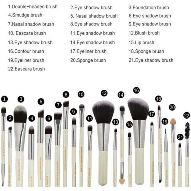 Professional 22PCS Makeup Brush Set Foundation Brow Bronzing Eye Shadow Liner Cosmetics Brush Kit