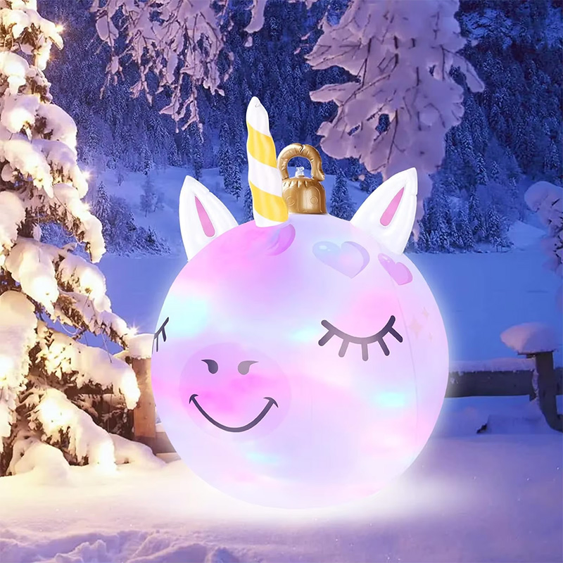 New Design Inflatable Christmas Decoration Unicorn Ornament Ball with LED Light