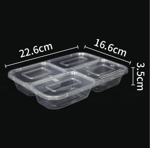 Disposable Food Box 21oz, Plastic Storage Container with Lids, Square Food Meal Prep Box Bento to Go for Gym Office Microwave