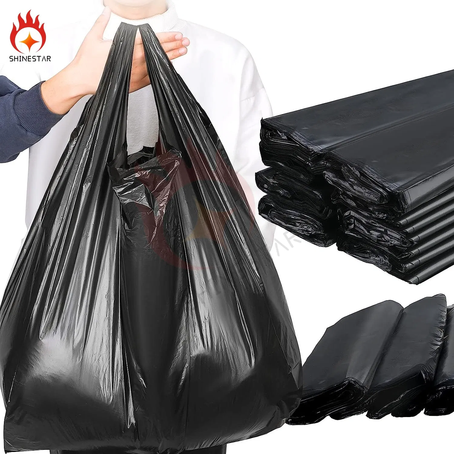 Biodegradable Shopping Water Biohazard Mailer Dog Poop Ziplock Trash Thick Kitchen Garbage and Black Trash Bag with Handles