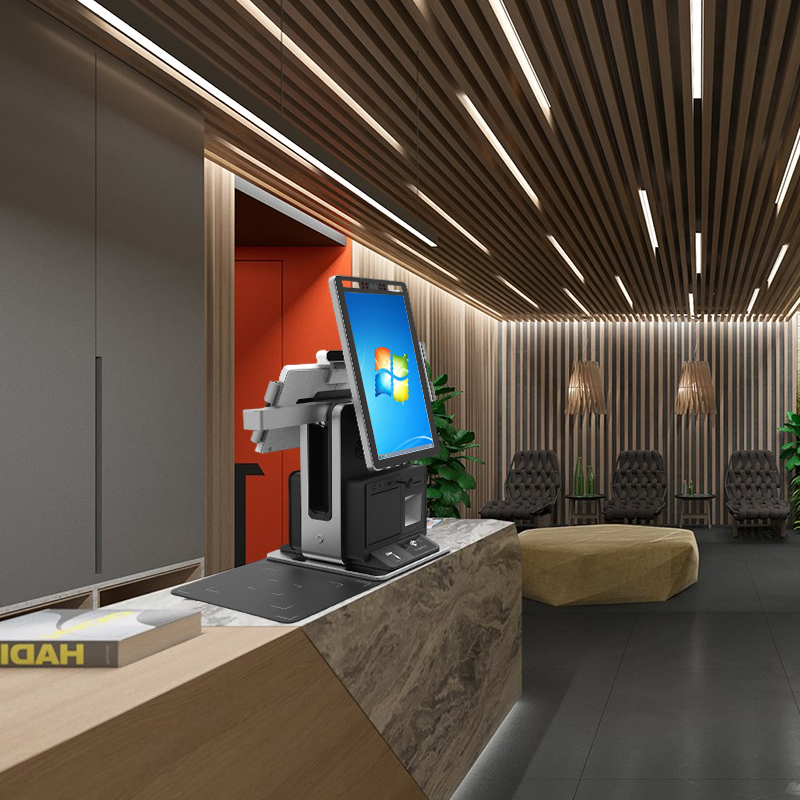 15.6 Inch Dual Screen Touch S Passport Scanning Creen Check-in Kiosk Desktop Self-Service Passport Kiosk