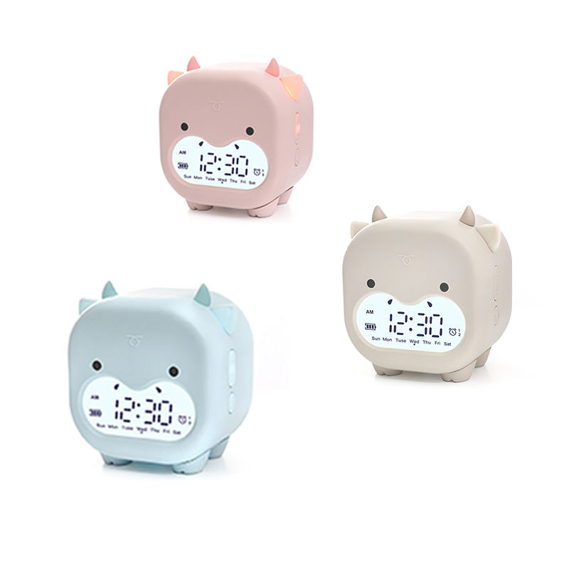 Children Training Cute Calf Wake up LED Silicone Clock for Baby Clock