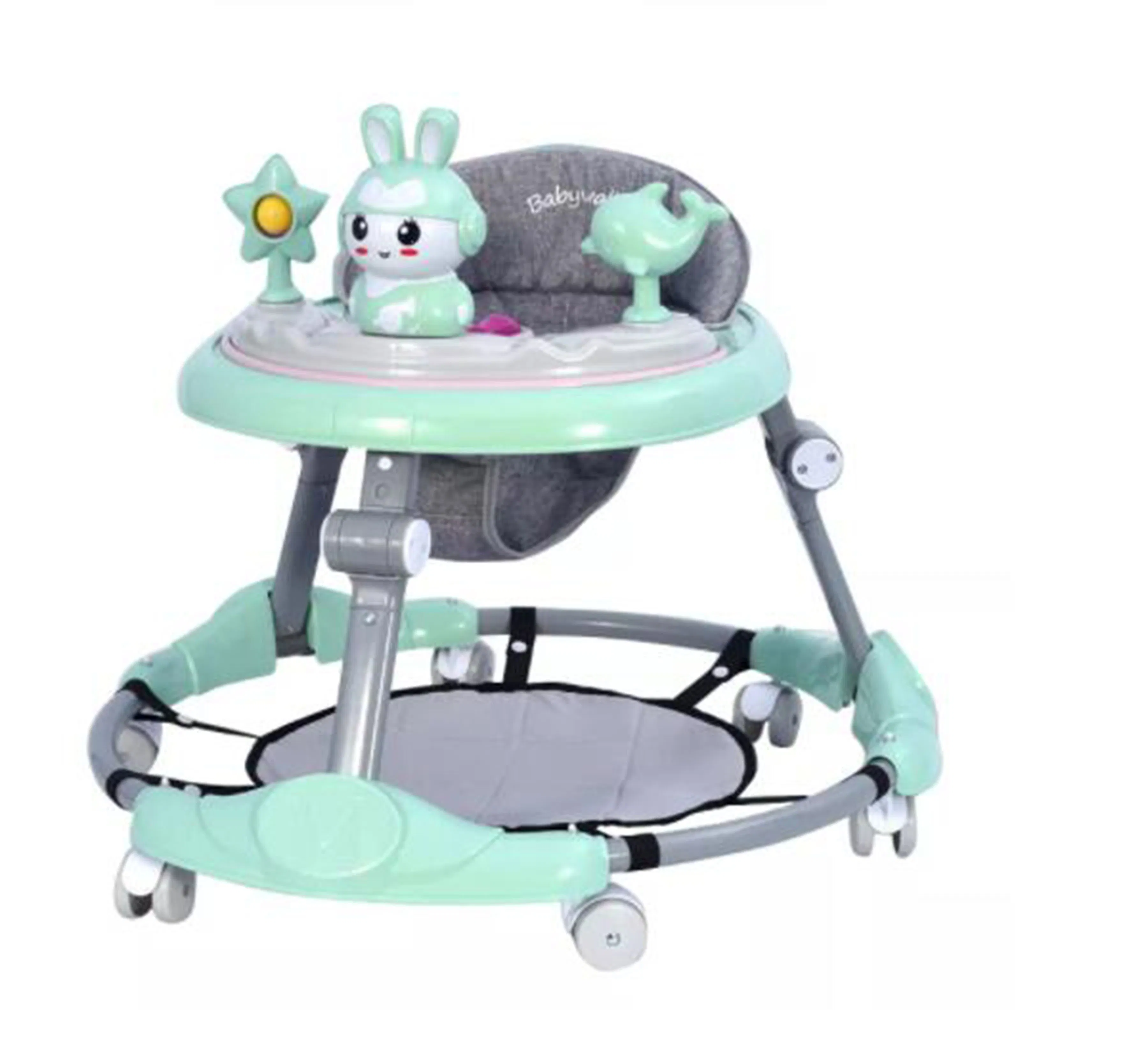 Multifunctional Baby Walker Musicl Wheels Adjustable Anti-O-Leg Baby Trolley