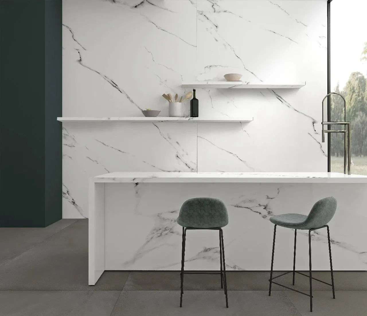 Sintered Slab High End White TV Background 1200X2400mm Size Tile