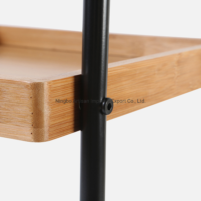 China Supplier Customized 3-Tier Movable Bamboo Kitchen Storage Shelf Rack