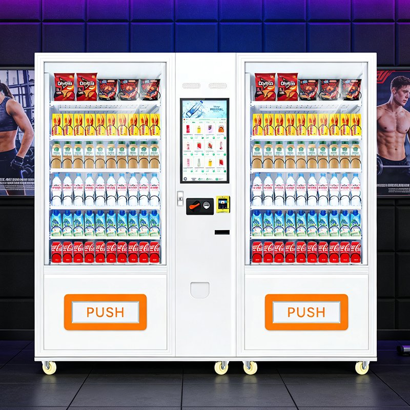 Dual-Unit High-Capacity Smart Refrigerated Vending Machine for Snacks and Beverages