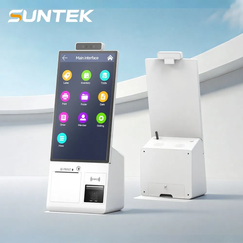 Desktop Terminal 15.6inch Self Service Ordering Register Suntek Touch Screen Payment Kiosk with Desk Stand