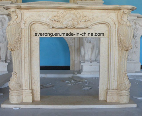 Cheap European Stone Carved Antique Sculpture Pure White/Beige Marble Fireplace