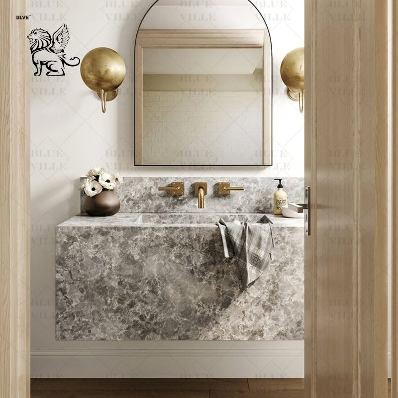 Luxury Home Decoration Wall Hung Natural Stone Sink Bathroom Hotel Marble Wash Basin Manufacturer