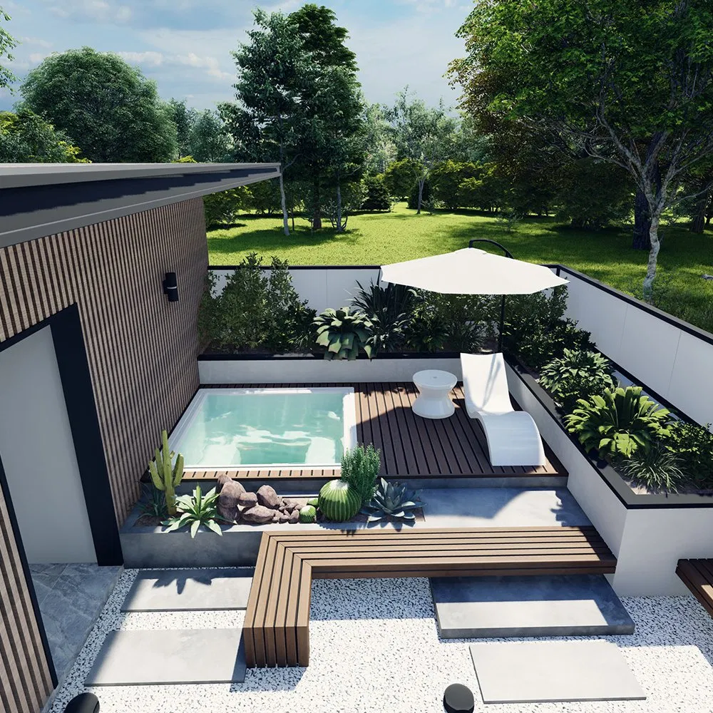 Фибростеклянная холодная купель с мозаикой для SPA