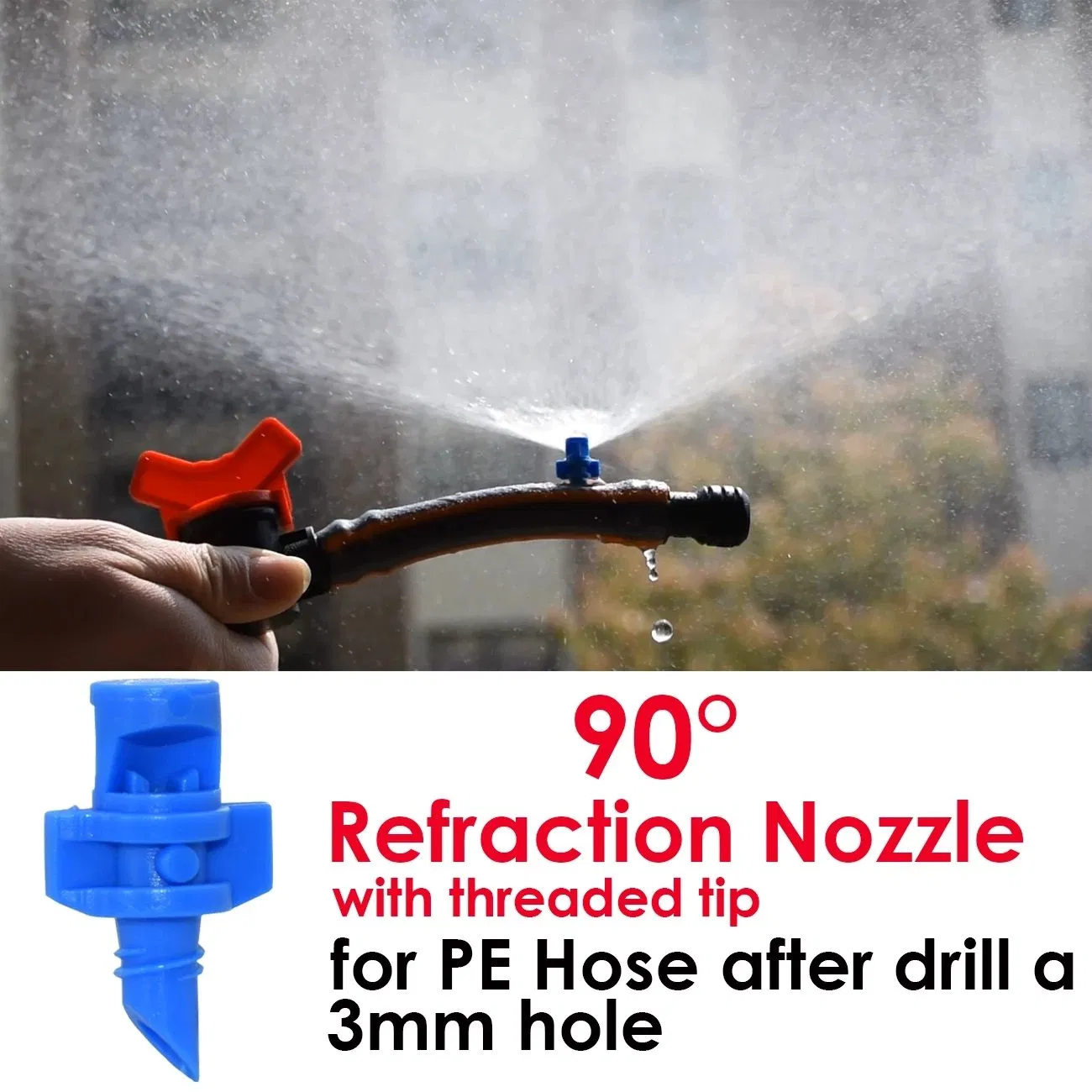 20PCS 90/180/360 Degree Refraction Nozzle Sprinkler Head Thread Connection Garden Irrigation Mist Sprayer for Greenhouse