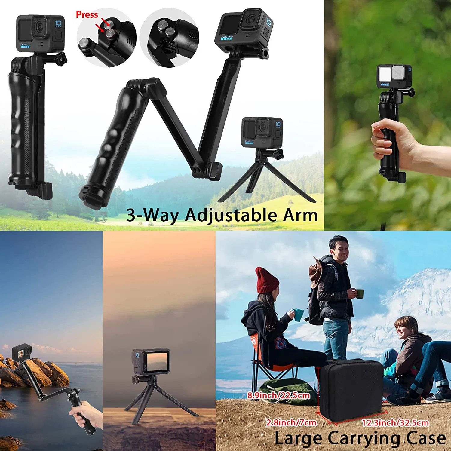 62-in-1 Waterproof Protective Case Head/Chest/Wrist Strap with Storage Box Accessories Set for Gopro Hero 10/9/8/7/6/5