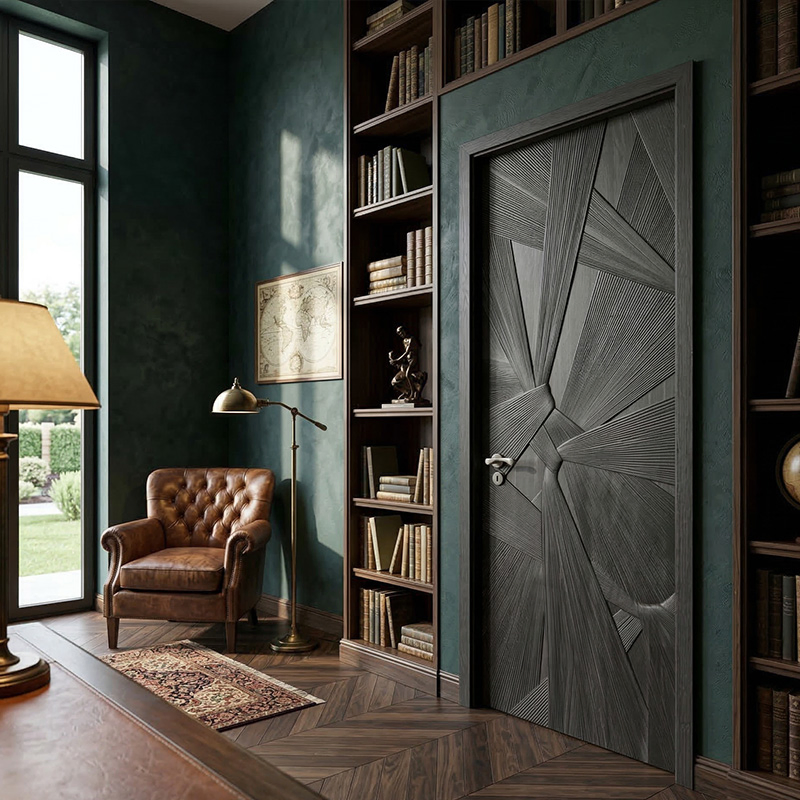 Mumu Design 3D Texture Beautiful Wooden Door Ensures Durability for Long-Term Use