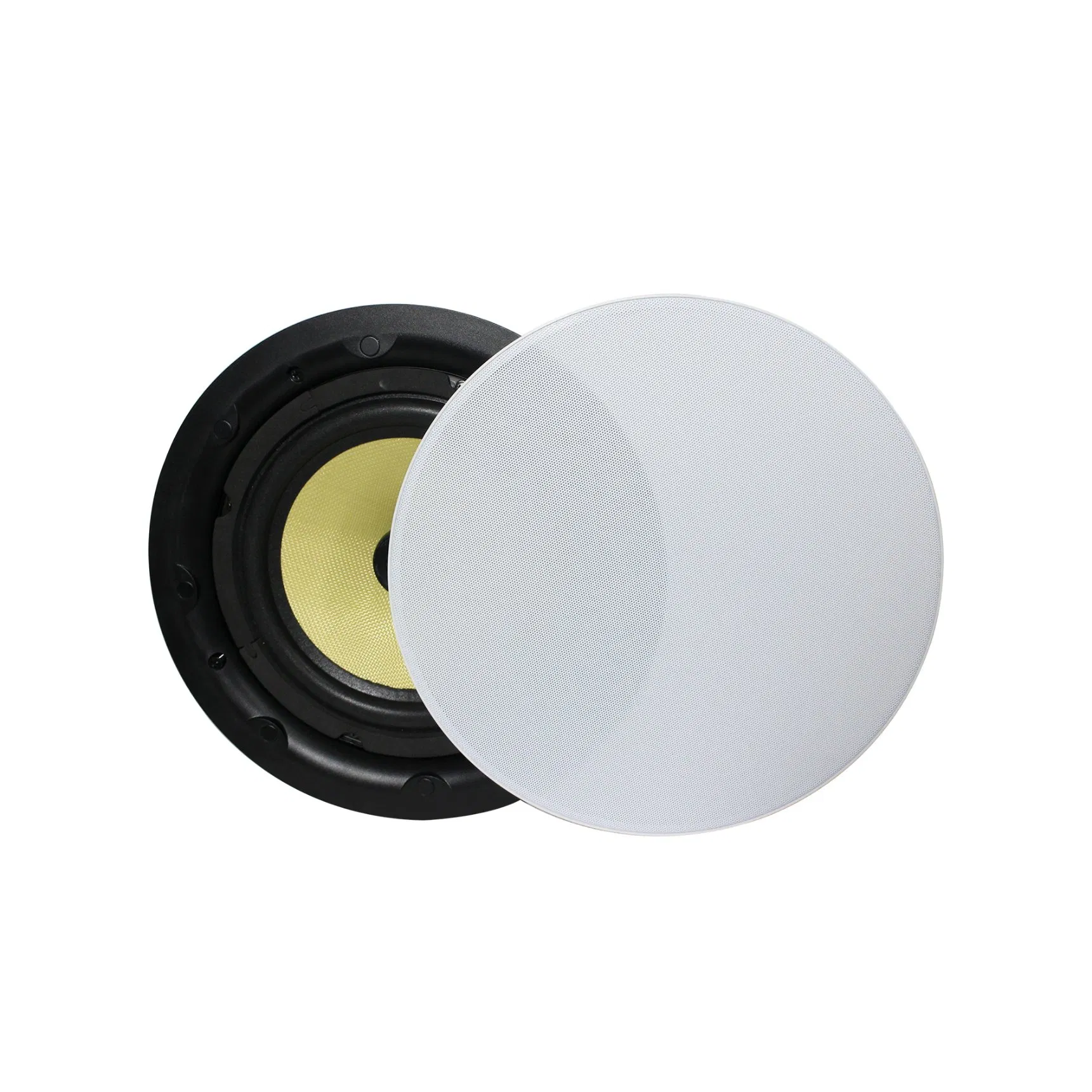 PRO Dante Audio 30 Watt 6/8 Inch Rimless Coaxial in-Ceiling/Wall Mounted Loud Speaker Support 24VDC or Poe Power Supply for PA System Public Address