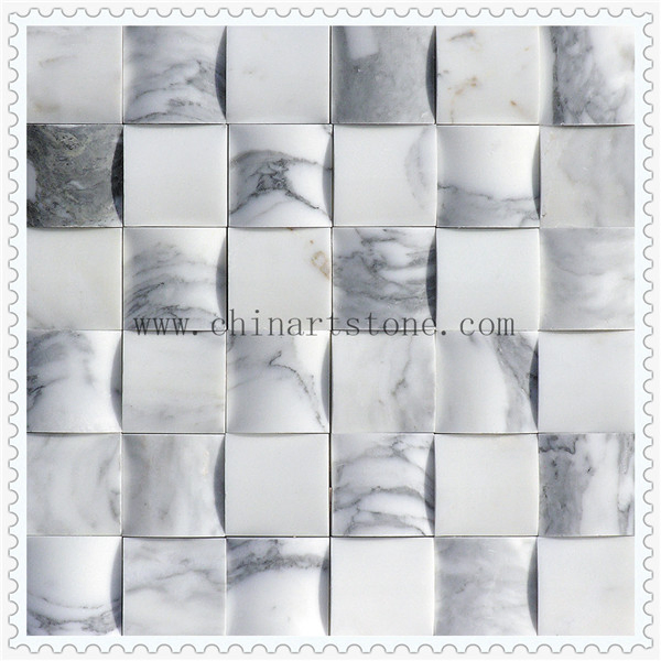 White 3D Marble Tumbled Stone Mosaic for Wall Tile