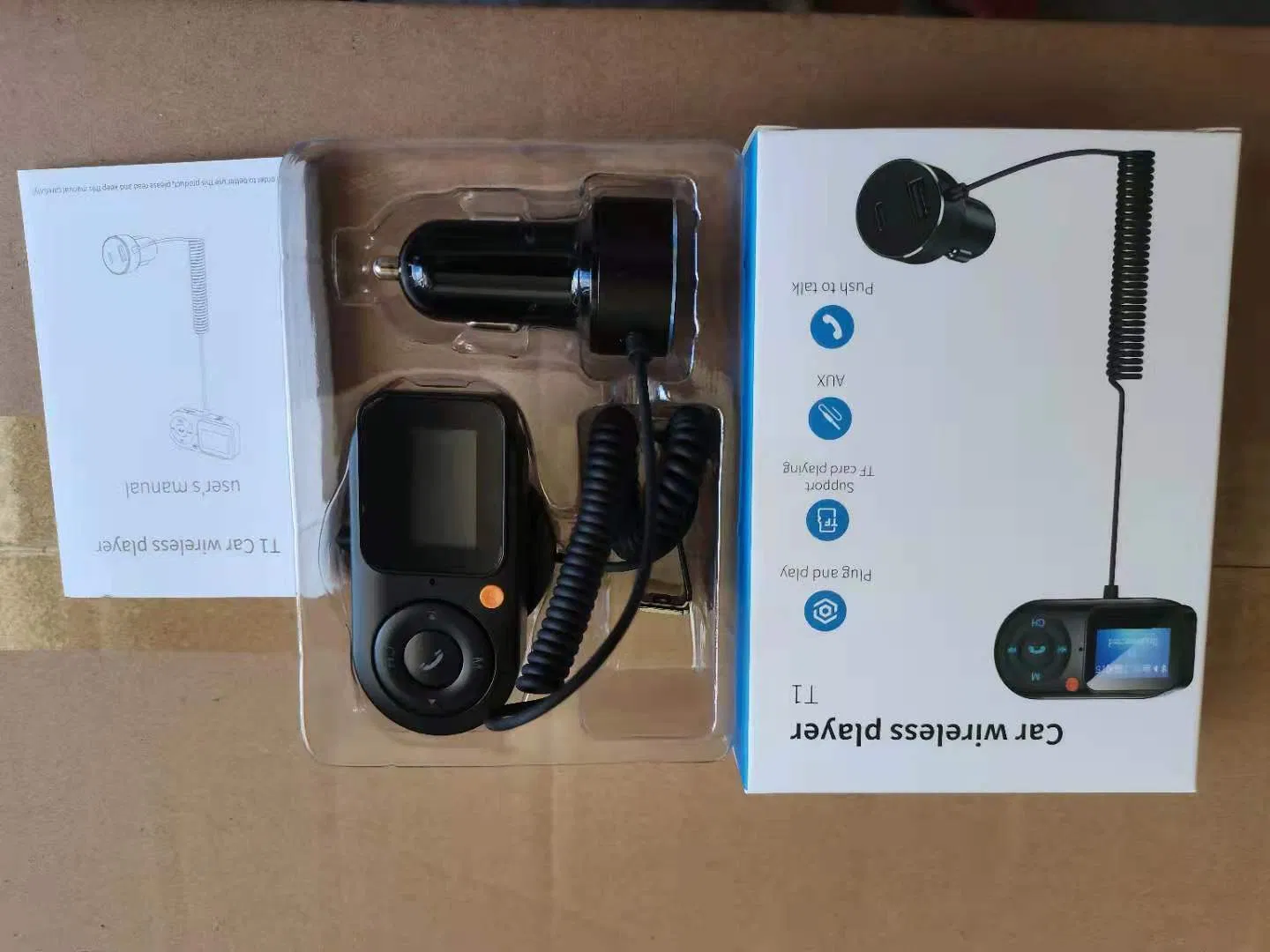 Car Wireless Bluetooth Music Player with FM Transimitter and Large Display Screeen