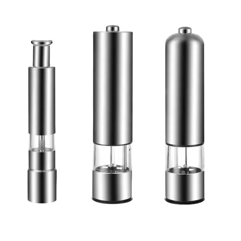 2 in 1 Stainless Steel Electric Pepper Salt Spice Mill Grinder Seasoning Kitchen Tools Grinding for Cooking Restaurants