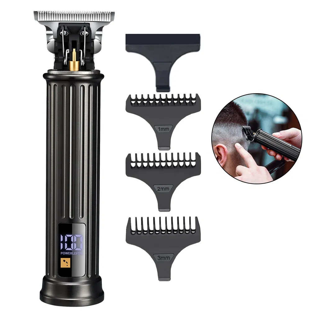 Professional Waterproof Black LED Professional Oil Head Trimmer USB Rechargeable Hair Clippers