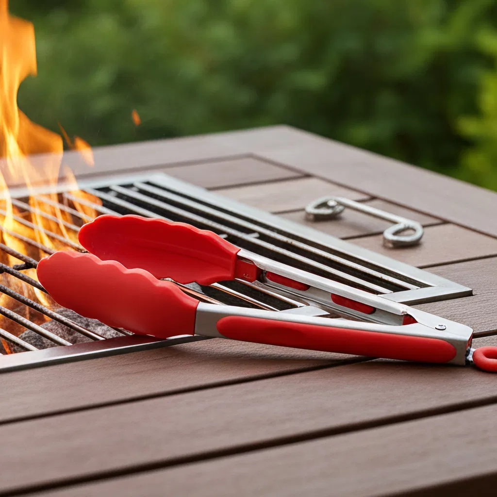 Ergonomic Stainless Steel Tongs with Silicone Tips for Kitchen Use