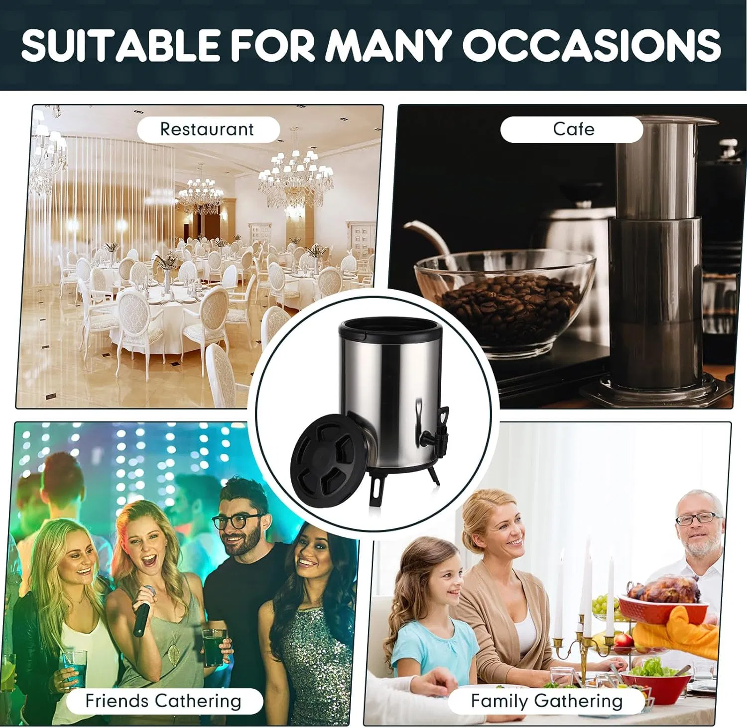 Vacuum Flask Insulated Bucket Big Size Ice Bucket for Coffee Water Drinks