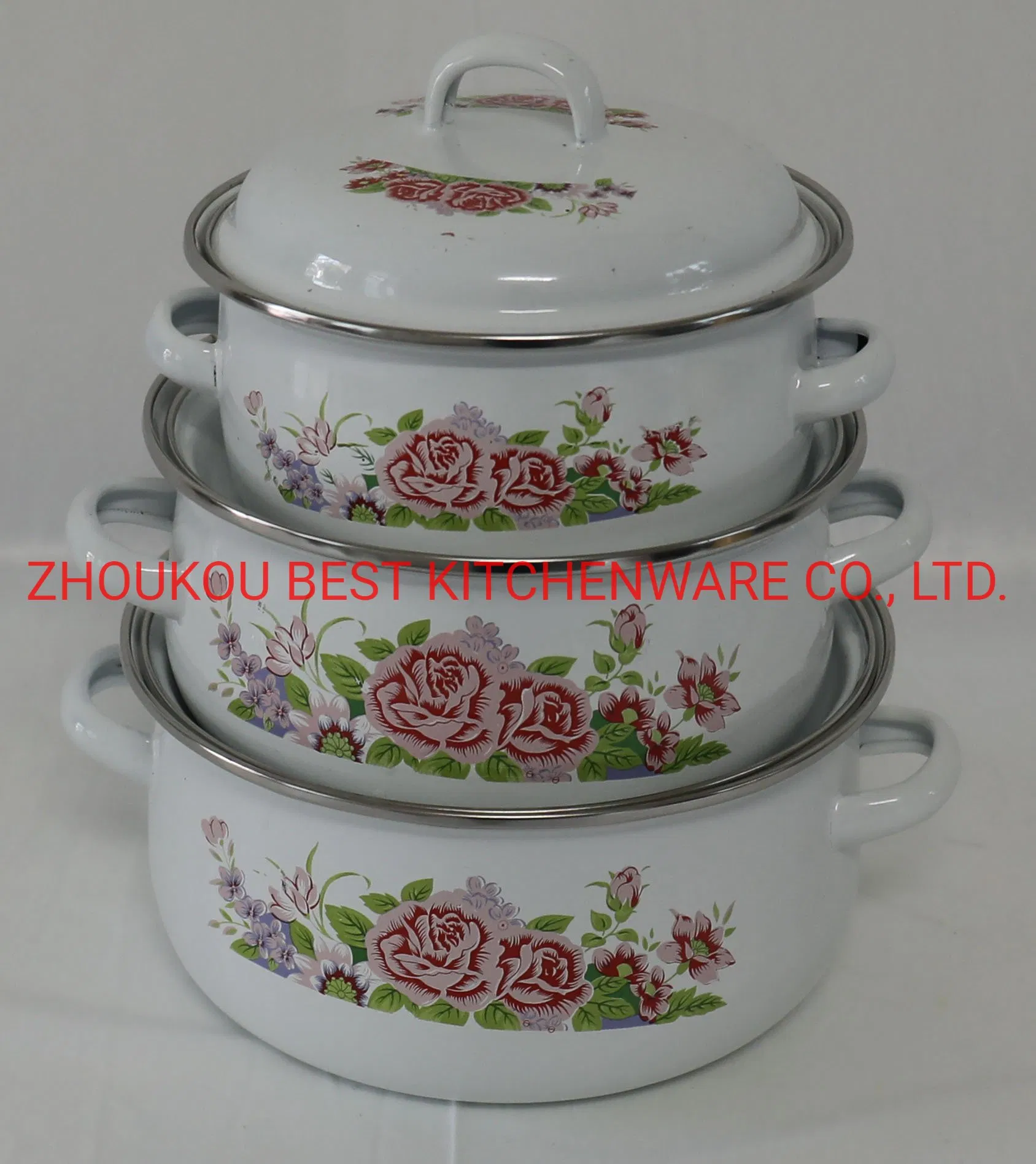 Black Bottom 3 PCS Enamel Casserole Set Enamelware Cooking Pot
