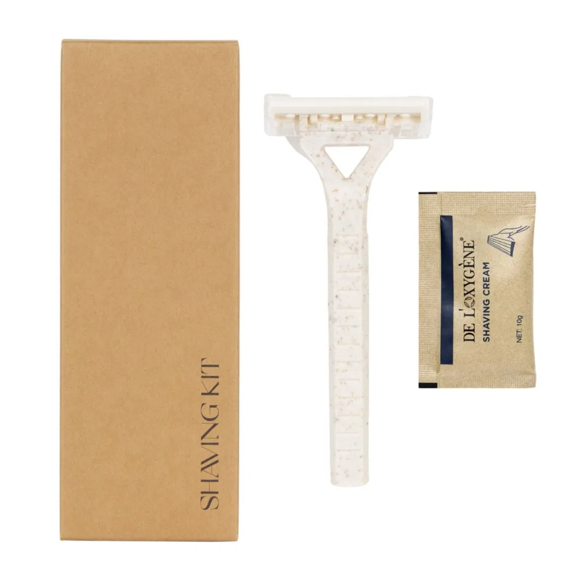 High Quality Ergonomic Handle Hotel Safety Disposable Bamboo Handle Twin Blade Hotel Shaving Kit