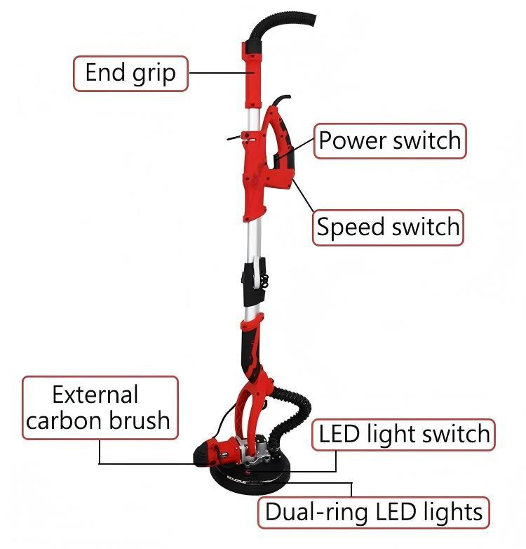 Lightweight Foldable Drywall Sander with LED & Dust Suction