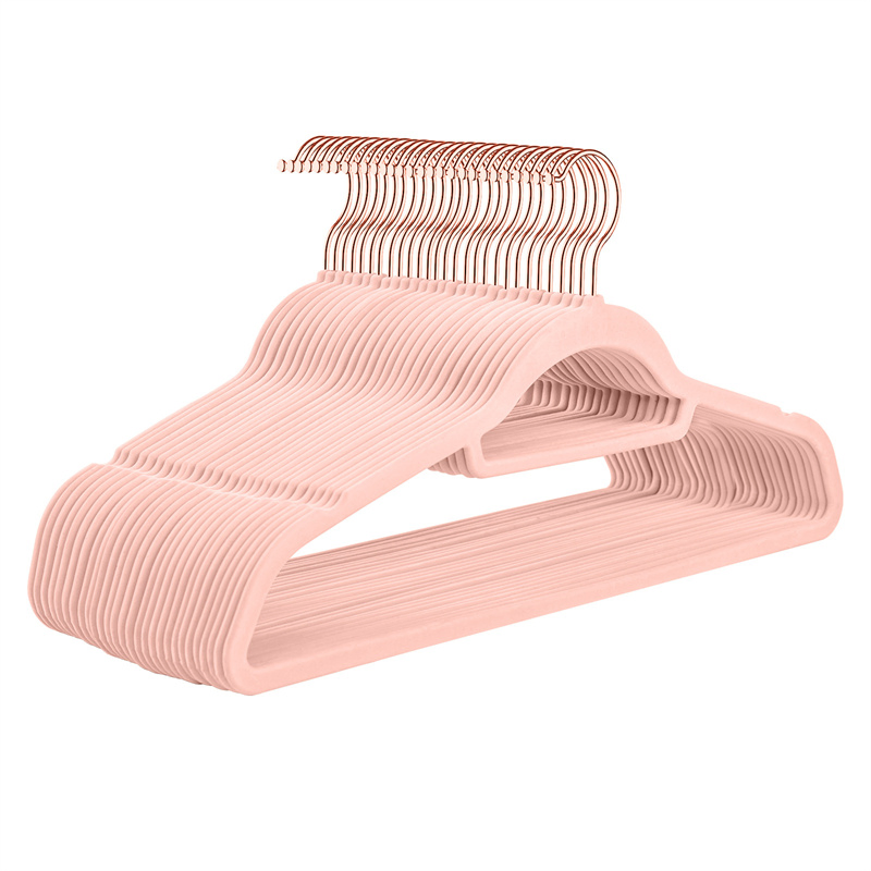 Modern Non-Slip Clothes Hanger 360 Degree Swivel Rose Gold Hook Ultra Thin Flocking Velvet Hangers