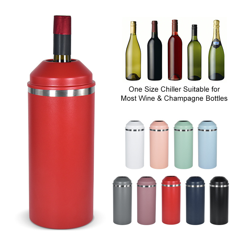 25oz Powder Coated Insulated Double Wall Stainless Steel Wine Bottle Cooler Can