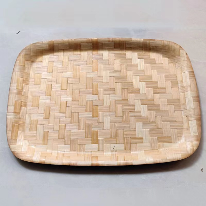 Eco- Friendly Bamboo Weaving Tray for Dried Fruit Salad Wooden Plate.