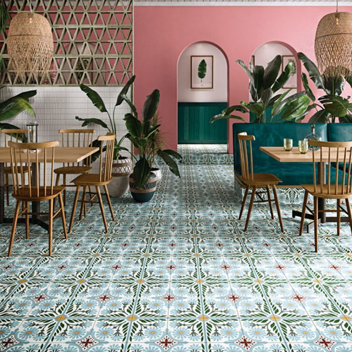 Encaustic Porcelain Glazed Ceramic Slab Tile Floor Tiles with Flowers 20X20