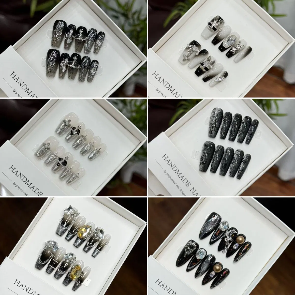 Handmade Painted Pink Pearl Finger Nail ABS Full Cover False Nail Kit Artificial Fake Press on Nails Art