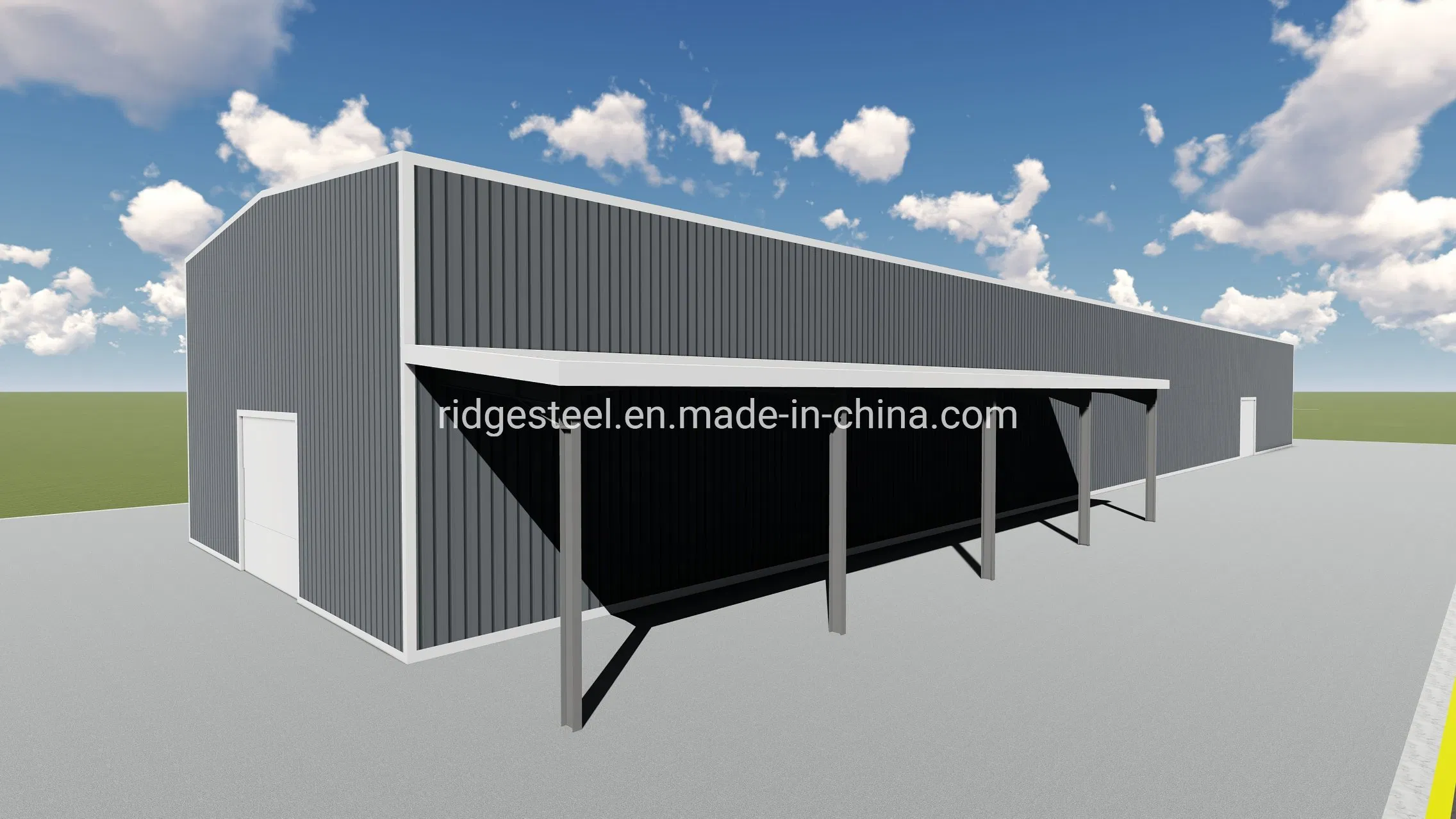 Industrial Prefabricated Steel Structure Construction Building Farm Storage Shed with Foldable Garage