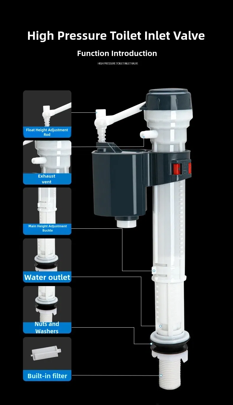 Noise-Free Easy-to-Install Cistern Bathroom Toilet Tank Fill Flush Valve