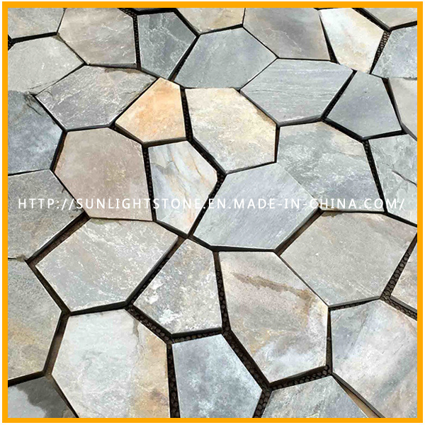 Natural Stone Irregular Black/Yellow/Grey Slate/Basalt Flagstone for Outdoor Paving