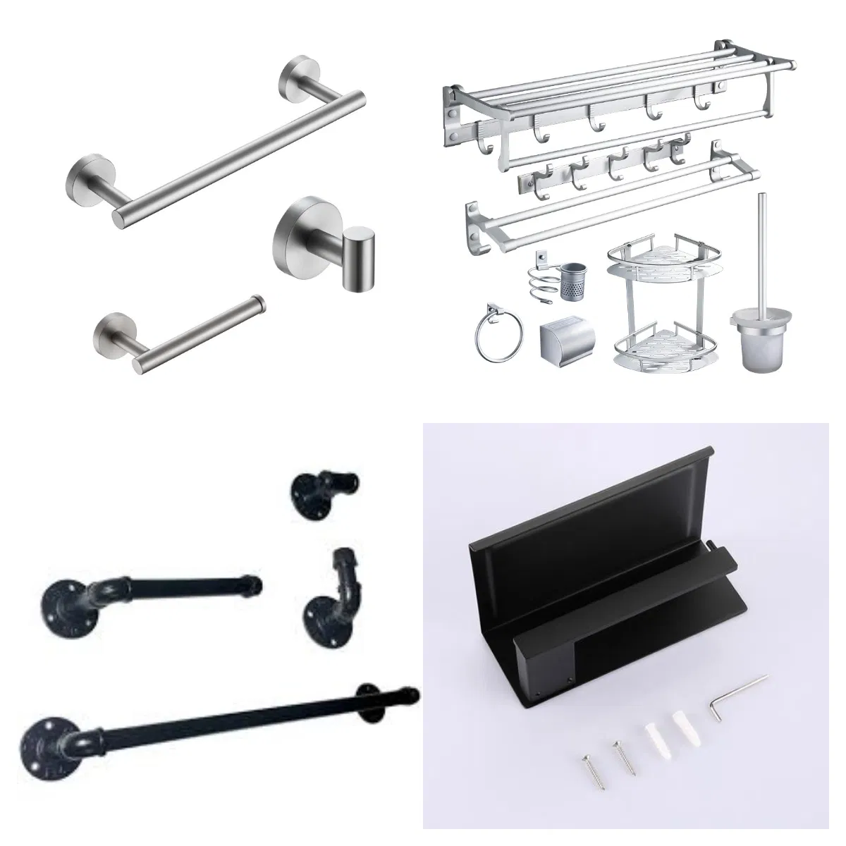 Комплект фурнитуры для ванной серый, 7 предметов
