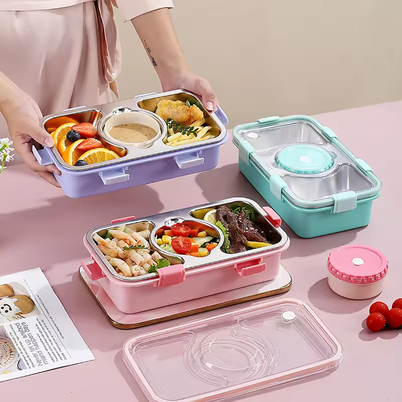 Stainless Steel 304 Leakproof Back to School Kid Bento Lunch Box with Sauce Box