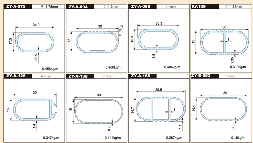 6063 Extruded Flat Oval Shape Aluminum Alloy Tube Aluminium Profile Pipes