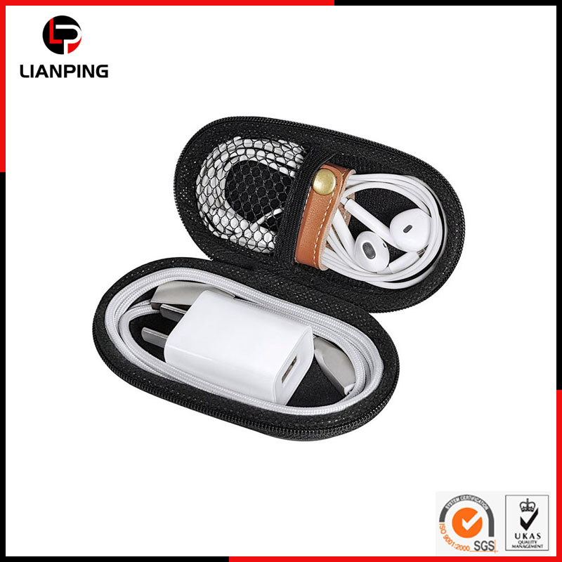 Customized Shockproof Zipper EVA Case for Earphone with Mesh Pocket