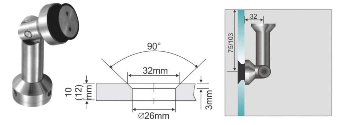 Stainless Steel Glass Connector for Glass to Wall Fitting Accessories