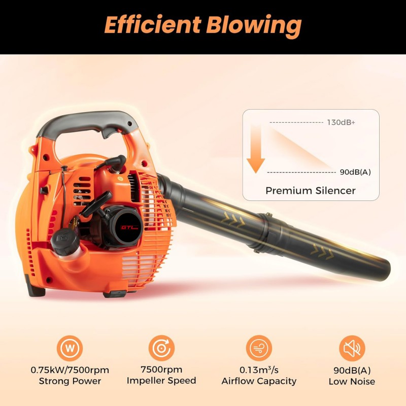 25.4cc 2-Stroke Single Cylinder Engine Handheld Leaf Blower (EB260LDP)