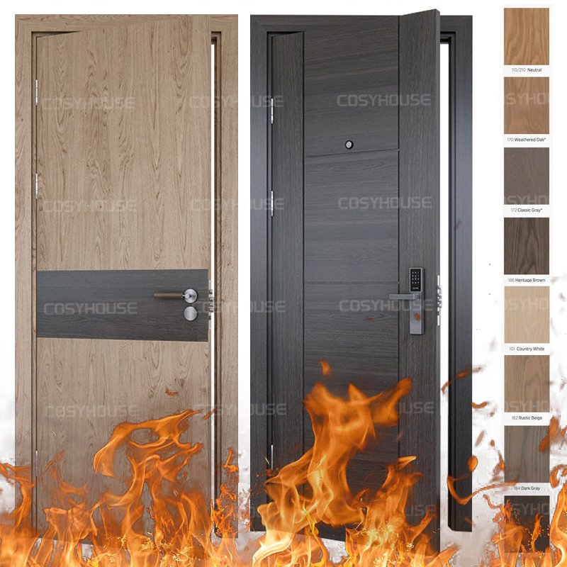 Fireproof Oak Wooden Entry Door with 60-Min Fire Rating for Apartment & Commercial Use