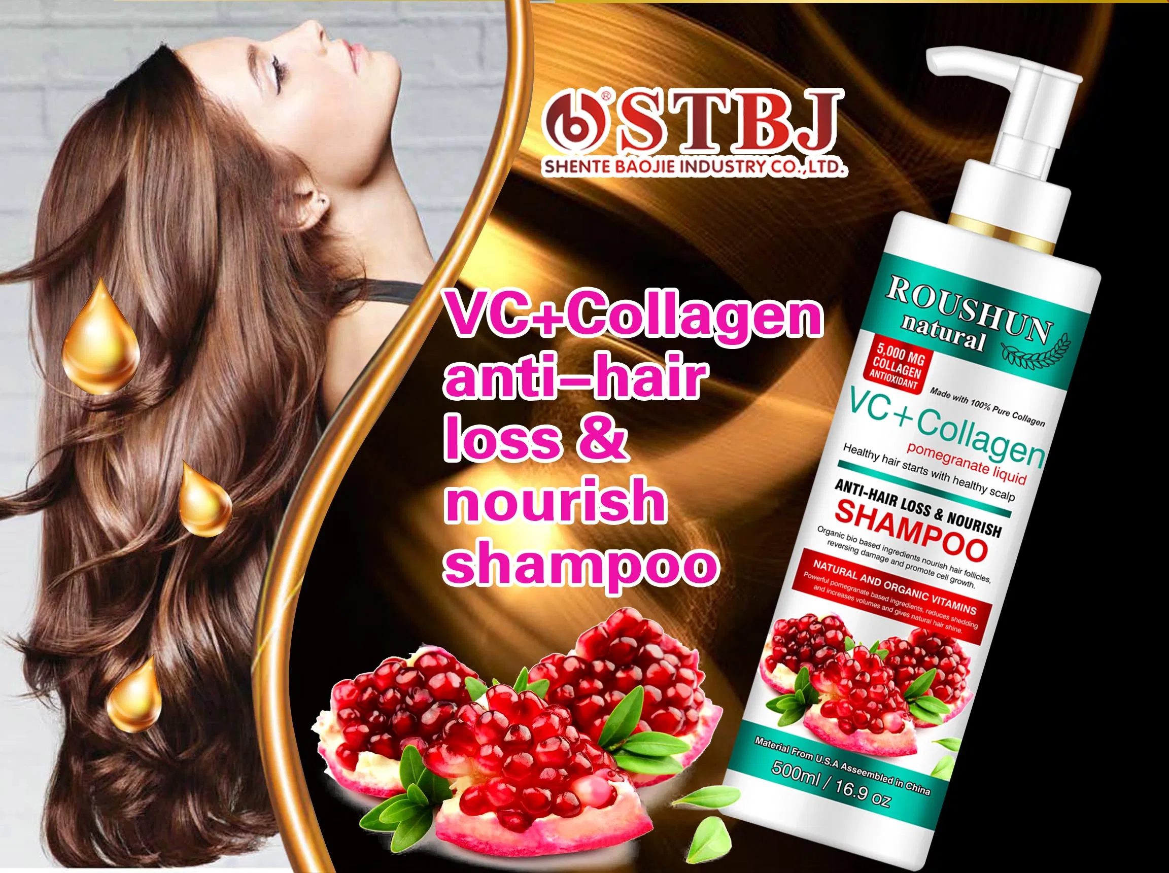 Roushun Anti-Hair Loss and Nourish Hair Shampoo with Vitamin C & Collagen